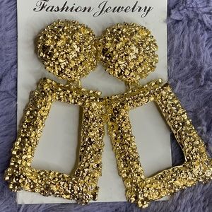 Rectangle Drop Earrings Gold